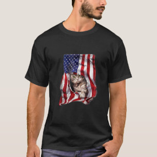 Camiseta Gato Kitty Kitten, Bandera Estadounidense, Gracios