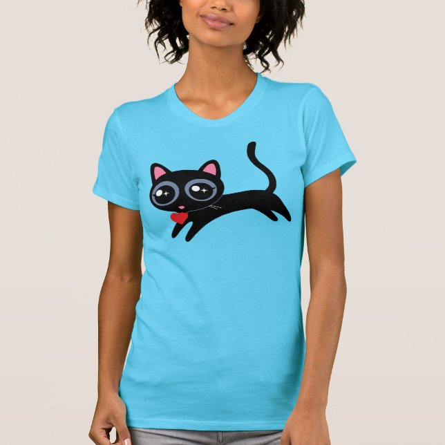 Camiseta Gato Kitty Ladrón Corazón Regalo para Chica (Anverso)