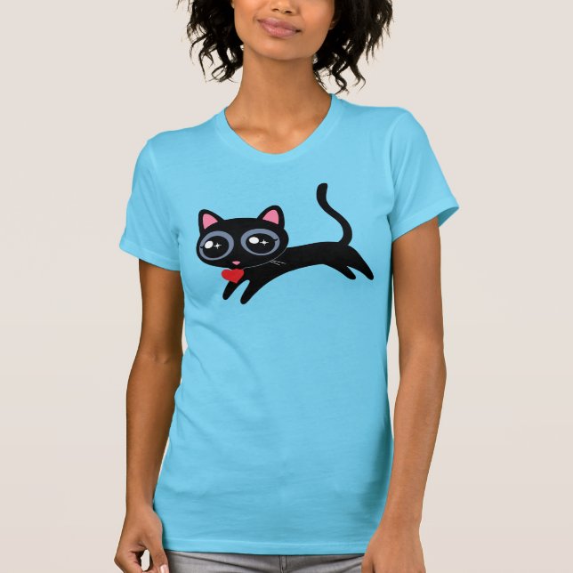 Camiseta Gato Kitty Ladrón Corazón Regalo para Chica (Anverso)