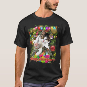 Camiseta Gato Kitty Navidades de pared rota Navidad Gracios