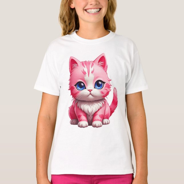 Camiseta Gato Kitty Rosa (Anverso)