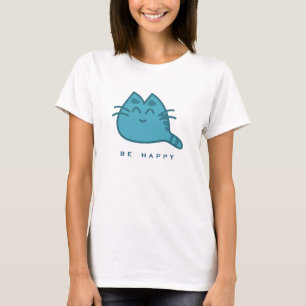 Camiseta Gato Kitty Sonriente Azul