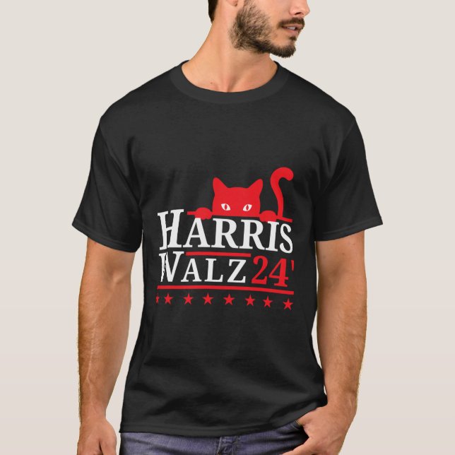 Camiseta Gato Lady For Kamala Harris Tim Walz Vp 2024 (Anverso)