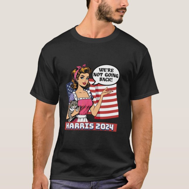 Camiseta Gato Lady No vamos a regresar Harris 2024 (Anverso)