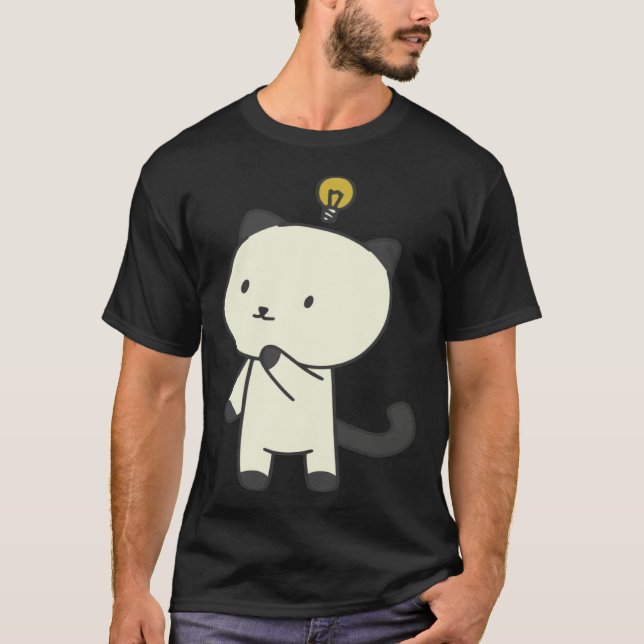 Camiseta gato  lámpara pensando (Anverso)