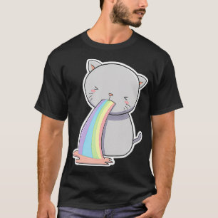 Camiseta Gato lanzando arco iris gracioso vomiando a gitano