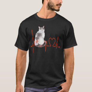 Camiseta Gato LaPerm Latido del Corazón EKG  Amo a Mi Gato