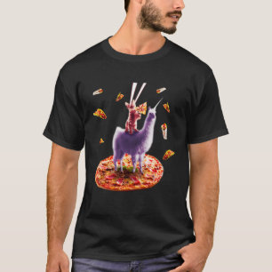 Camiseta Gato láser comiendo pizza montando llamada unicorn