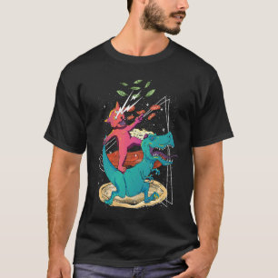 Camiseta Gato Láser Dinosaurio Pizza Tacos Arcoíris Foodie 