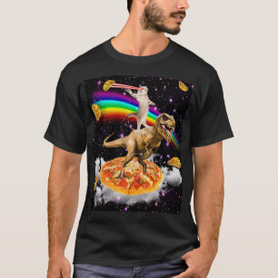 Camiseta Gato láser galaxico en dinosaurio en pizza con Tac