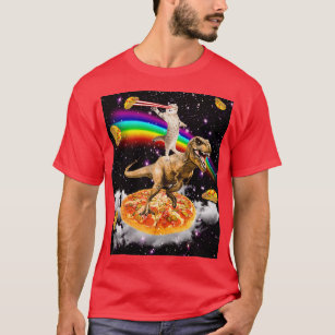 Camiseta Gato láser galaxico en dinosaurio en pizza con Tac