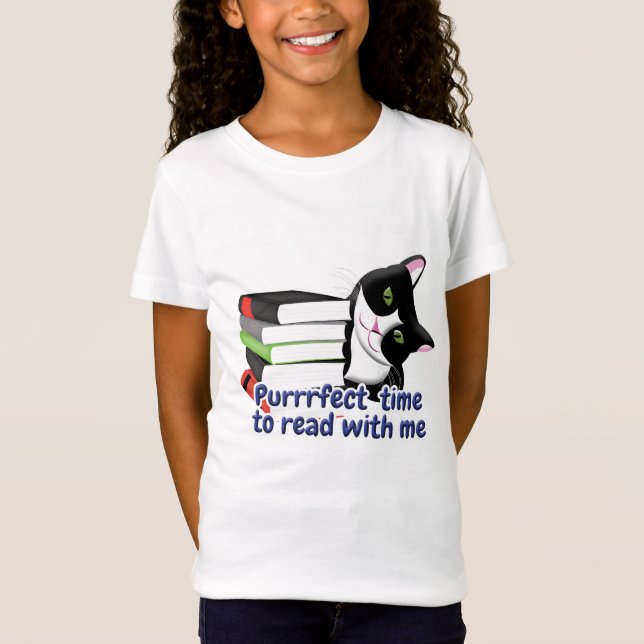 Camiseta Gato Lector de Libros (Anverso)