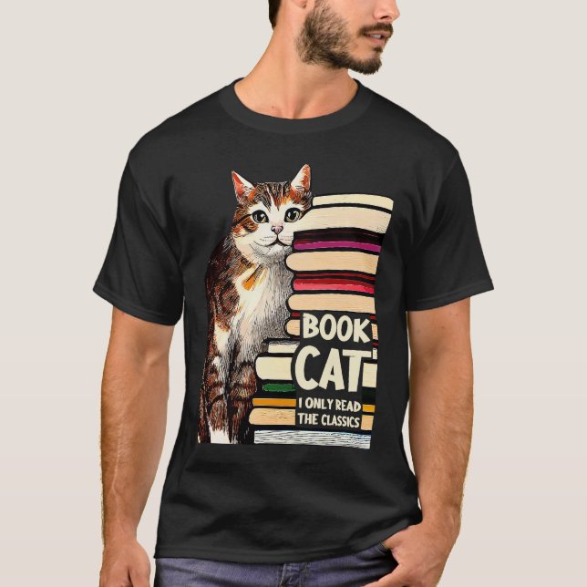 Camiseta Gato Lector de Libros Estudiando Gatito Lector (Anverso)