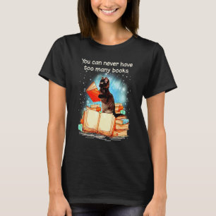 Camiseta Gato Lector Nunca Puedes Tener Demasiados Libros L