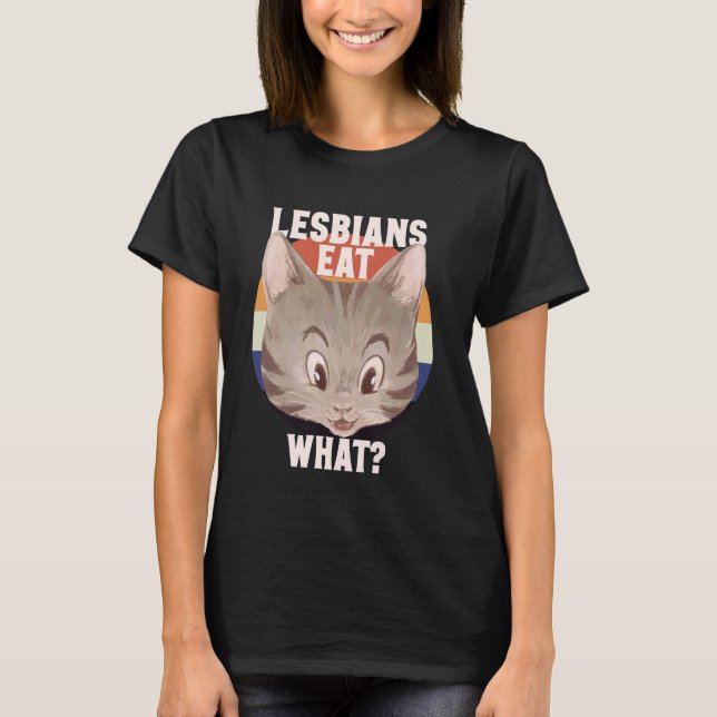 Camiseta Gato lesbiano divertido amante de LGBTQ Pun Meme d (Anverso)