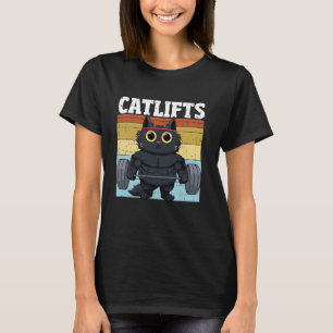 Camiseta Gato Levanta Pesas Gimnasio Entrenamiento Gato Pes