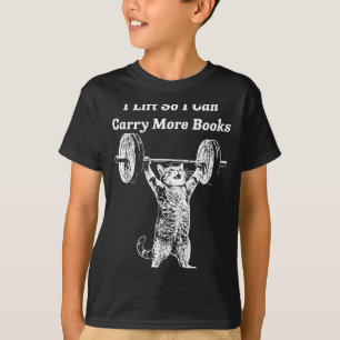 Camiseta Gato levanta puede llevar más libros bibliófilo di