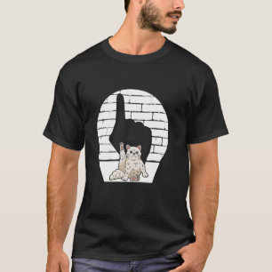 Camiseta Gato Levantando el Dedo Medio Minino