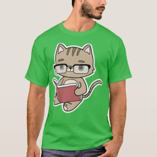 Camiseta Gato leyendo con libro