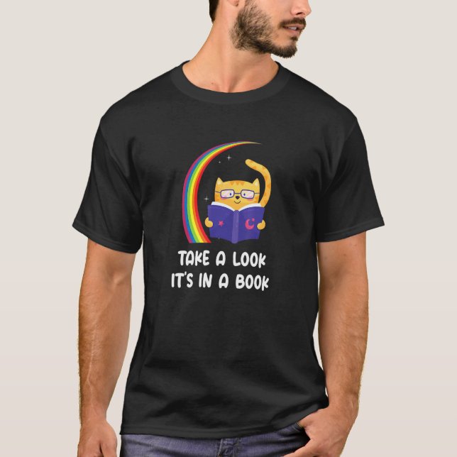 Camiseta Gato leyendo libro Arcoíris Gusano de libro (Anverso)