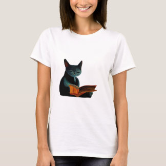 Camiseta Gato leyendo un libro