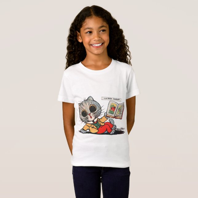Camiseta Gato leyendo un libro de imágenes, Louis Wain (Anverso completo)
