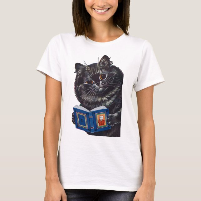 Camiseta Gato leyendo un libro, Louis Wain (Anverso)