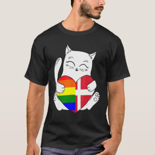 Camiseta Gato LGBT Dinamarca aliado hincha del orgullo anim