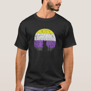 Camiseta Gato LGBT sin bandera binaria Luna Género Enby Dis