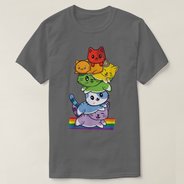 Camiseta Gato LGBTQ lindo orgullo gay arcoiris orgullo LGBT (Diseño del anverso)