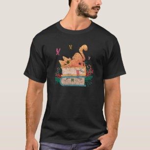 Camiseta Gato Libro Lindo Planta Libro Flor Gato Gatito Gat