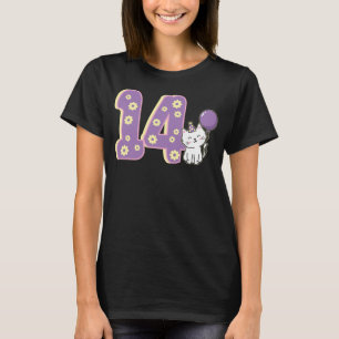 Camiseta Gato lindo 14.º cumpleaños Propietario de gatos Ma