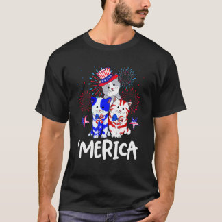 Camiseta Gato Lindo 4 De Julio Meowica Merica Hombres Usa A