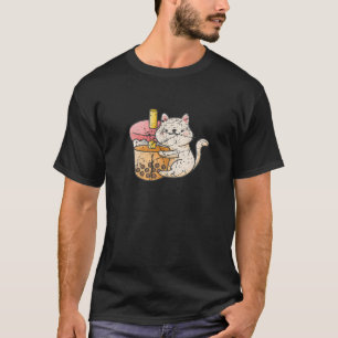 Camiseta Gato lindo abrazo leche té Boba Bubble Tea Drink N