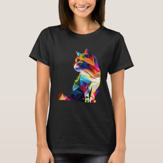 Camiseta Gato Lindo Acuarela Colorido Para Gato Multicolor
