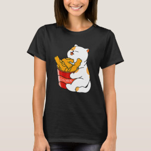 Camiseta Gato Lindo Ama Pollo Frito Ama Gato Pollo Frito