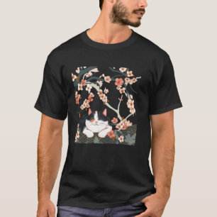 Camiseta Gato lindo arte japonés amante gatito floral flore