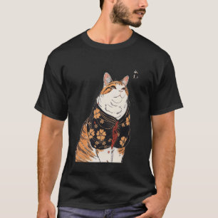 Camiseta Gato lindo arte japonés amante gatito floral vinta