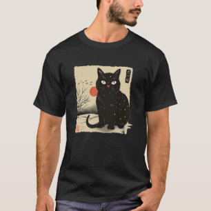 Camiseta Gato Lindo Arte Japonés Amante Gatito Invierno Ata