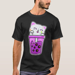 Camiseta Gato lindo Boba Bubble Tea Neko japonés