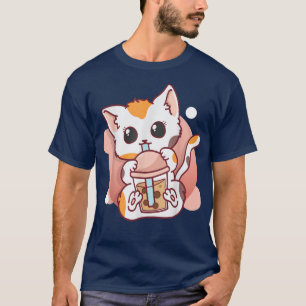 Camiseta Gato lindo Boba Tea Bubble Tea Anime Kawaii Mujere