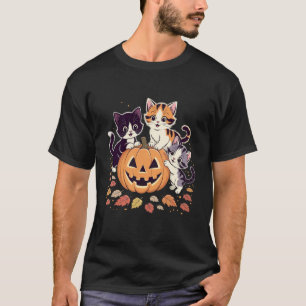 Camiseta Gato Lindo Calabaza Halloween Temporada Espeluznan