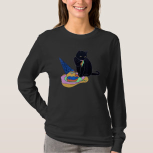 Camiseta Gato lindo comiendo helado de helado de postre neg