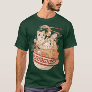 Camiseta Gato lindo comiendo Ramen