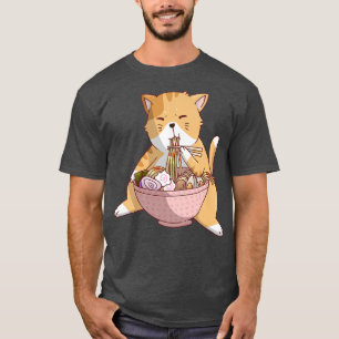 Camiseta Gato lindo comiendo Ramen Anime Bowl Kawaii Neko J