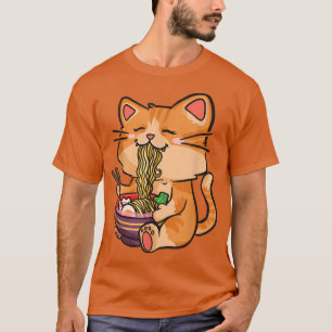 Camiseta Gato lindo comiendo Ramen - Otaku Manga Kawaii Cat