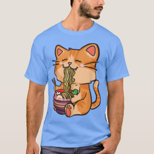 Camiseta Gato lindo comiendo Ramen - Otaku Manga Kawaii Cat
