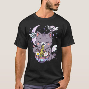 Camiseta Gato Lindo Comiendo Ramen Pastel Nu Goth Gótico Ot