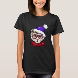 Camiseta Gato lindo con bufanda y lentes dama de gato loca
