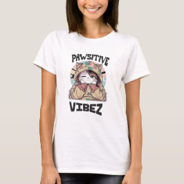 Camiseta Gato lindo con capucha: 'diseño VIBEZ PAWSITIVE